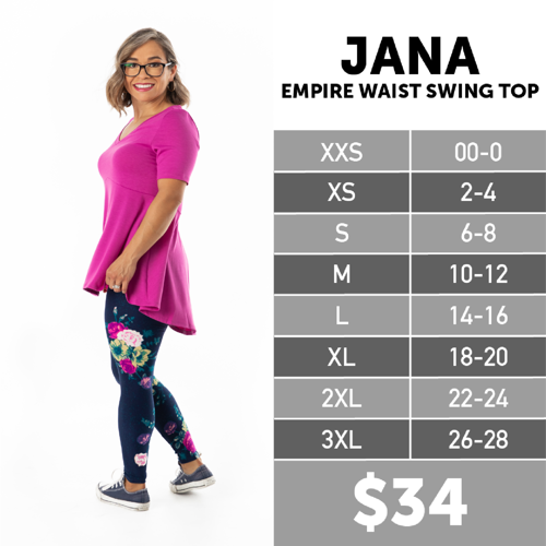 Jana Size Chart
